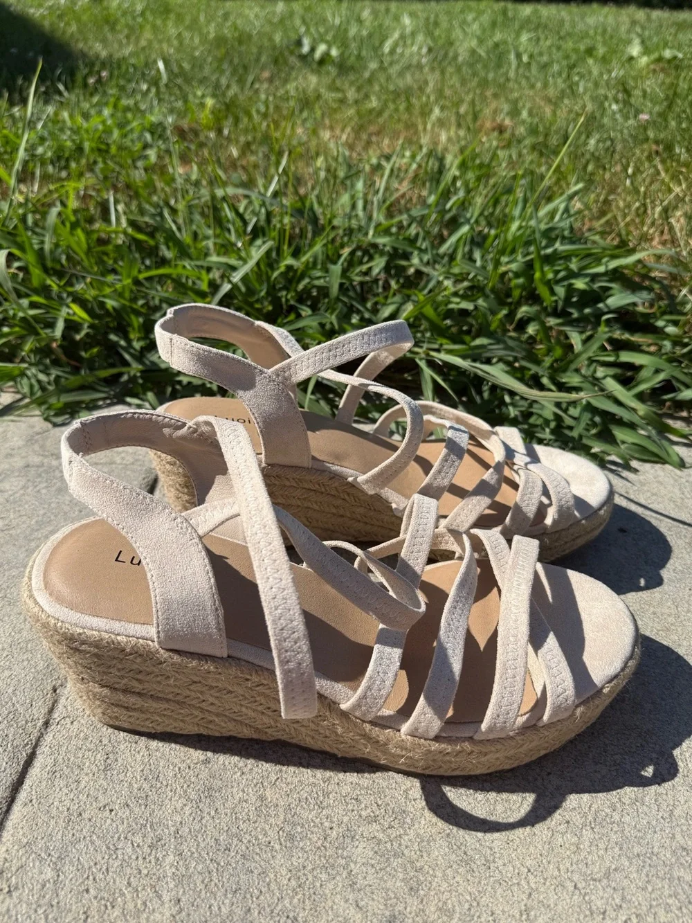 NEW Luoika Wide Width Wedge Sandals, Platform Ankle Strap Open Toe Espadrille 12